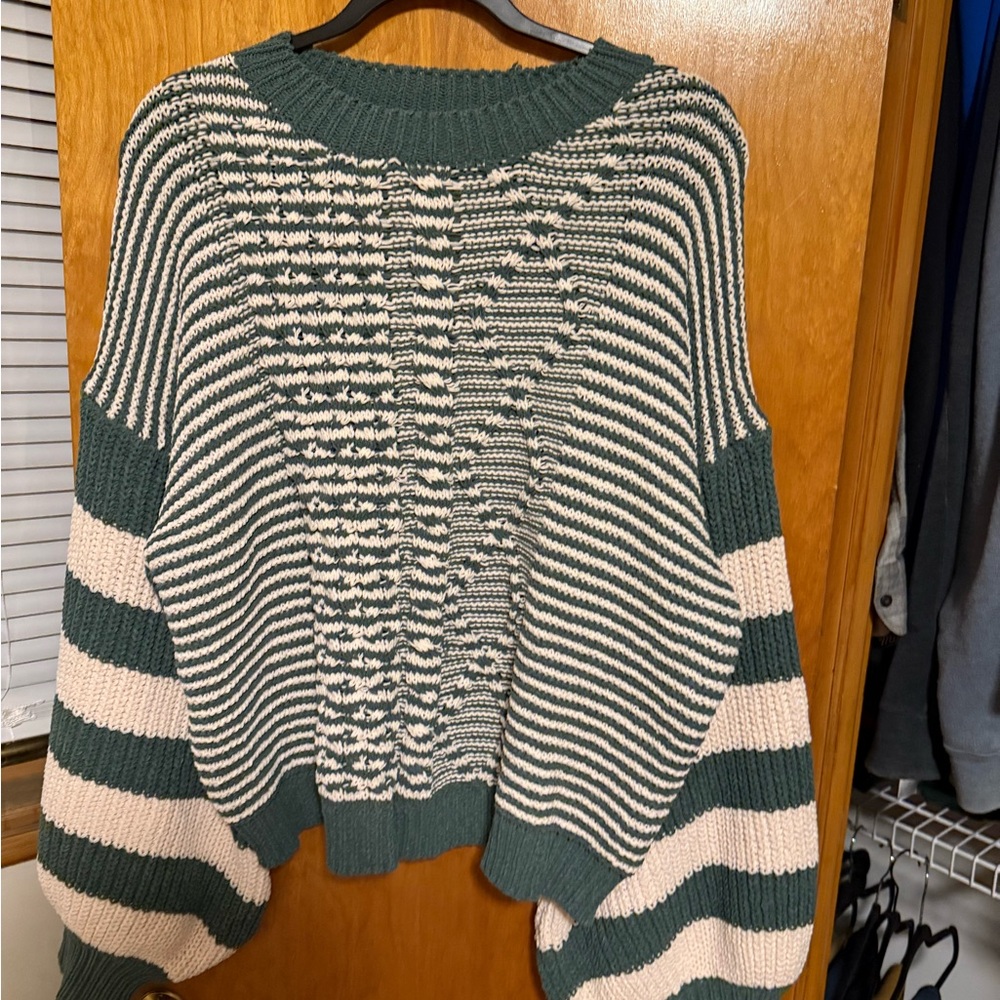 BiBi Stripe Balloon Sleeve Sweater